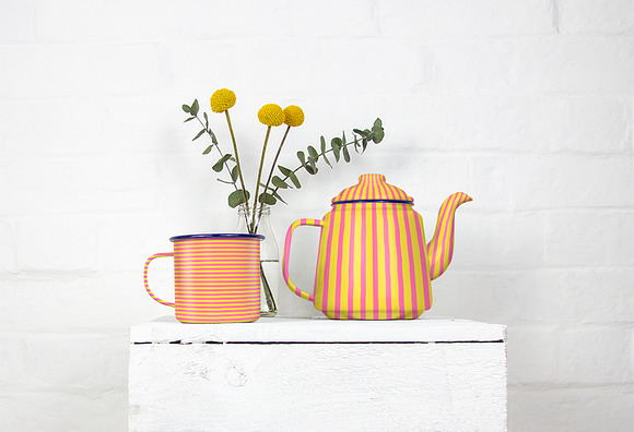 Enamel teapot and mug mockup in Product Mockups - product preview 4
