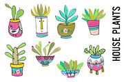 House Plants Bright Watercolor