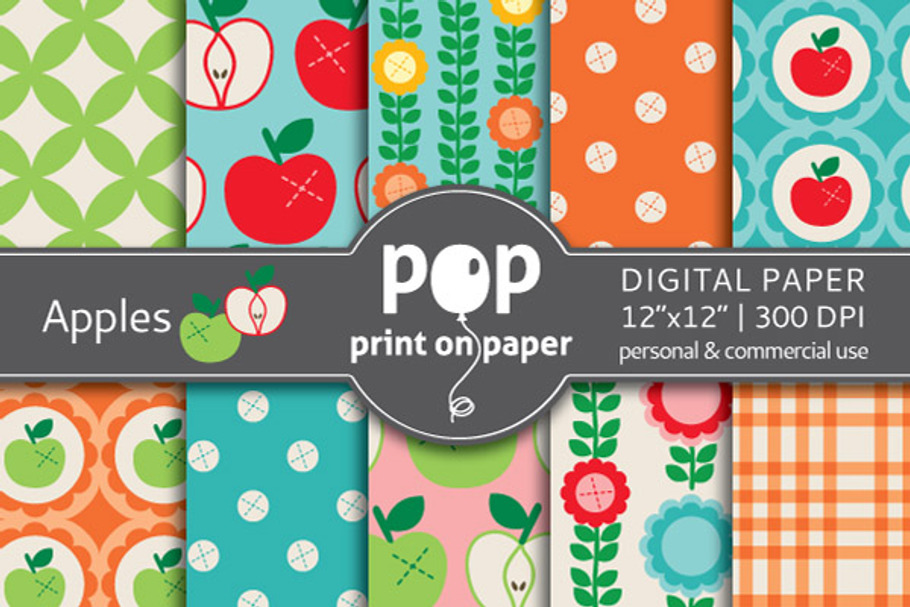 Apples - 10 digital papers in Patterns - product preview 8