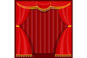 Curtains with lambrequins on the stage