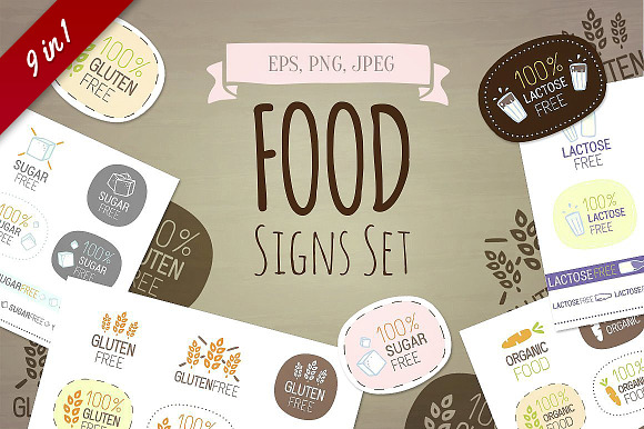 9 in 1! Food signs set in Objects - product preview 9
