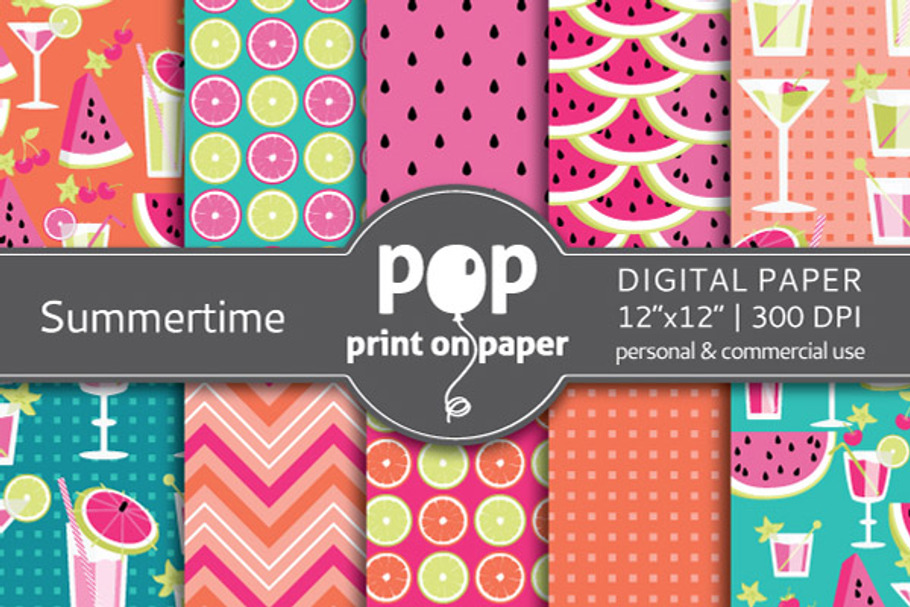 Summertime - 10 digital papers in Patterns - product preview 8