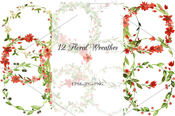 Biggest watercolor floral set in Illustrations - product preview 3