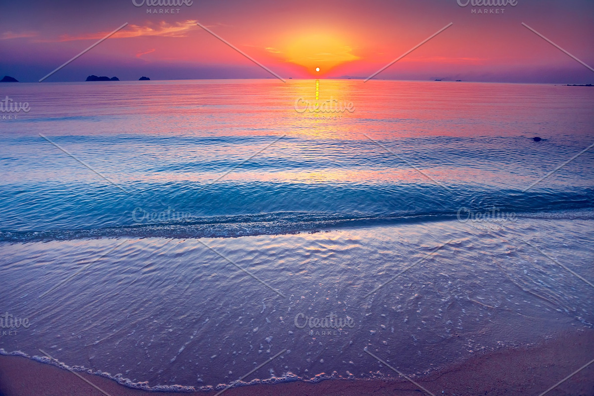 The sand shore and the ocean. Sunset. Thailand. in Graphics - product preview 8