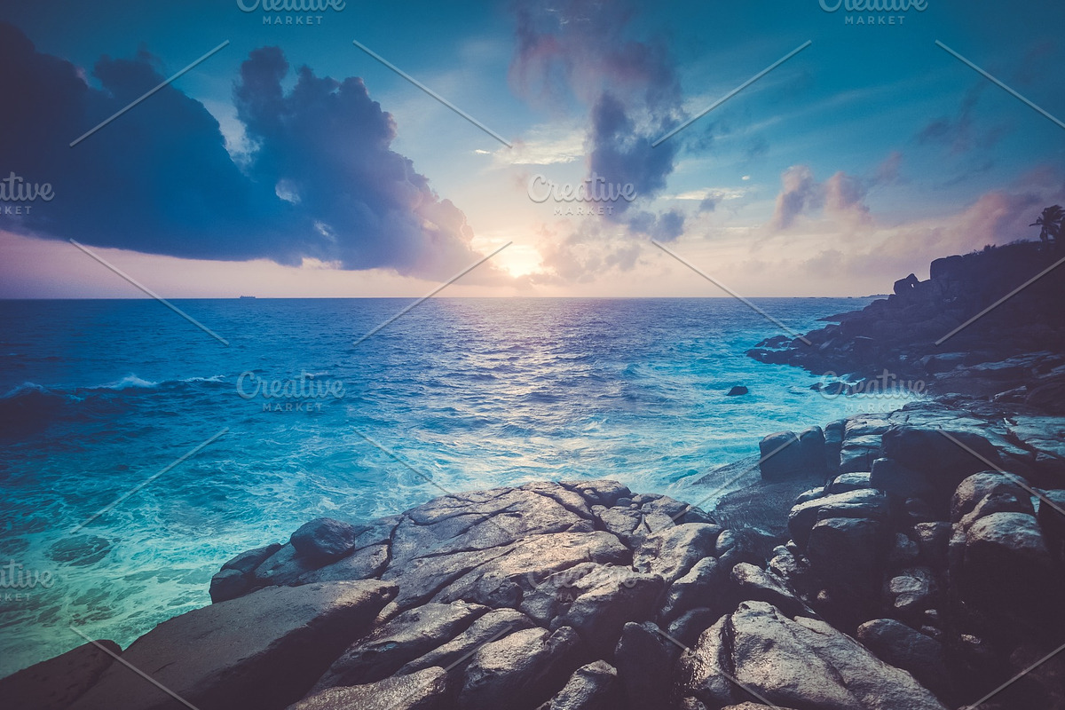 Magnificent sunset ocean scenery. Unawatuna. in Graphics - product preview 8