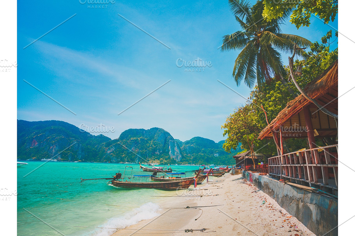 Local village, ocean shore. Phi Phi island. in Graphics - product preview 8