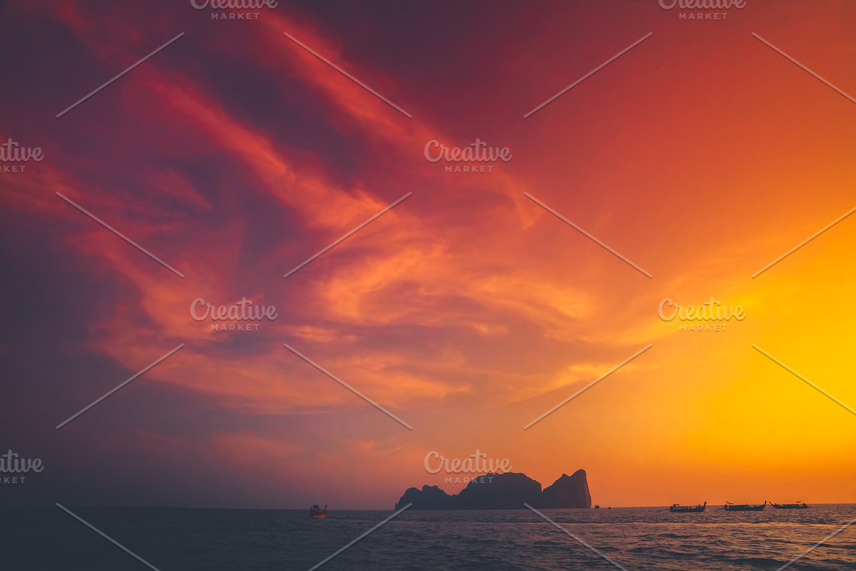 The sunset over the Indian Ocean. Phi Phi Islands. in Graphics - product preview 8