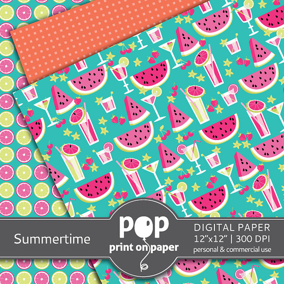 Summertime - 10 digital papers in Patterns - product preview 1