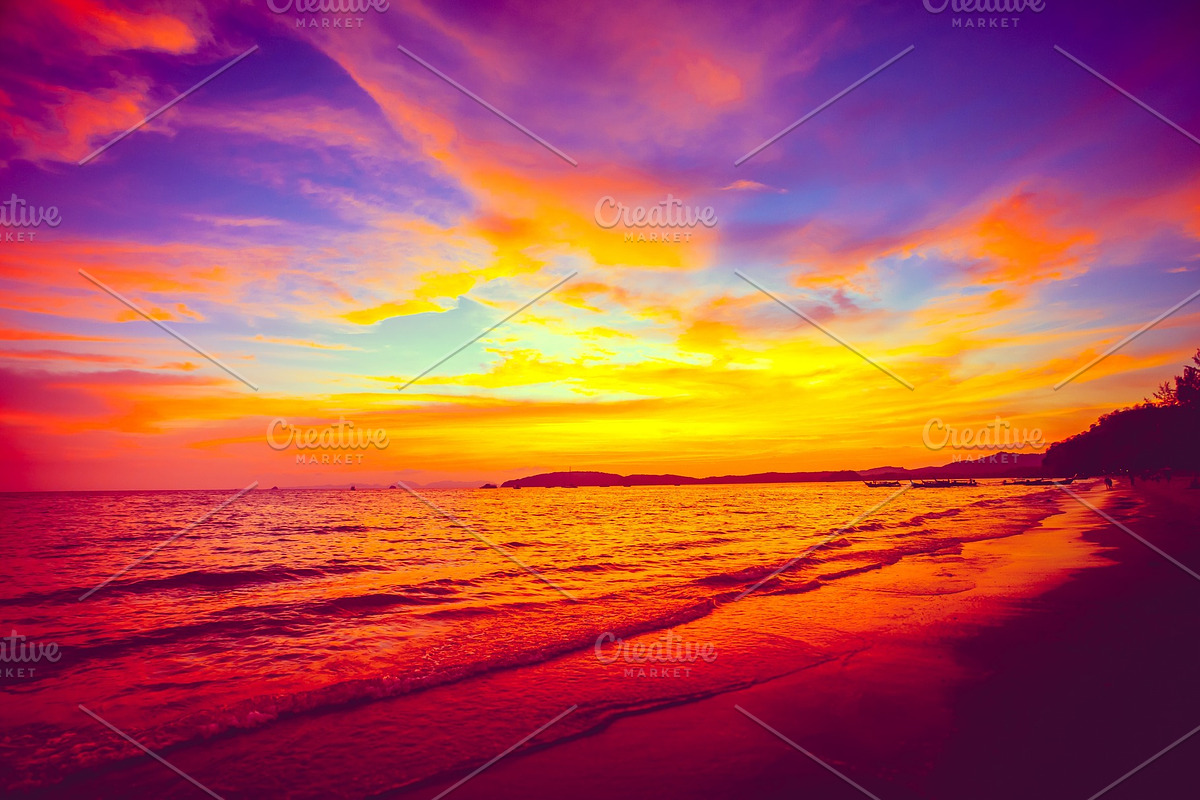 Fairy tale sunset over the ocean. Thailand. in Graphics - product preview 8
