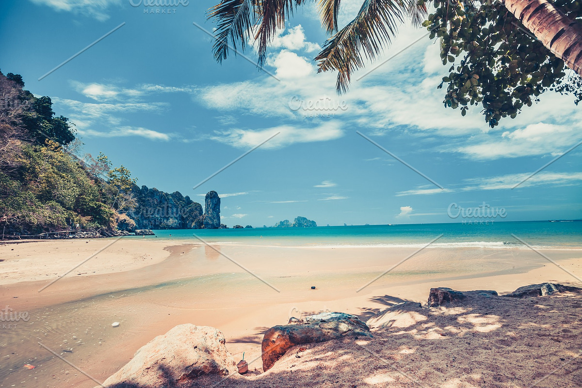 Ocean shore next to the tropical island. Thailand. in Graphics - product preview 8