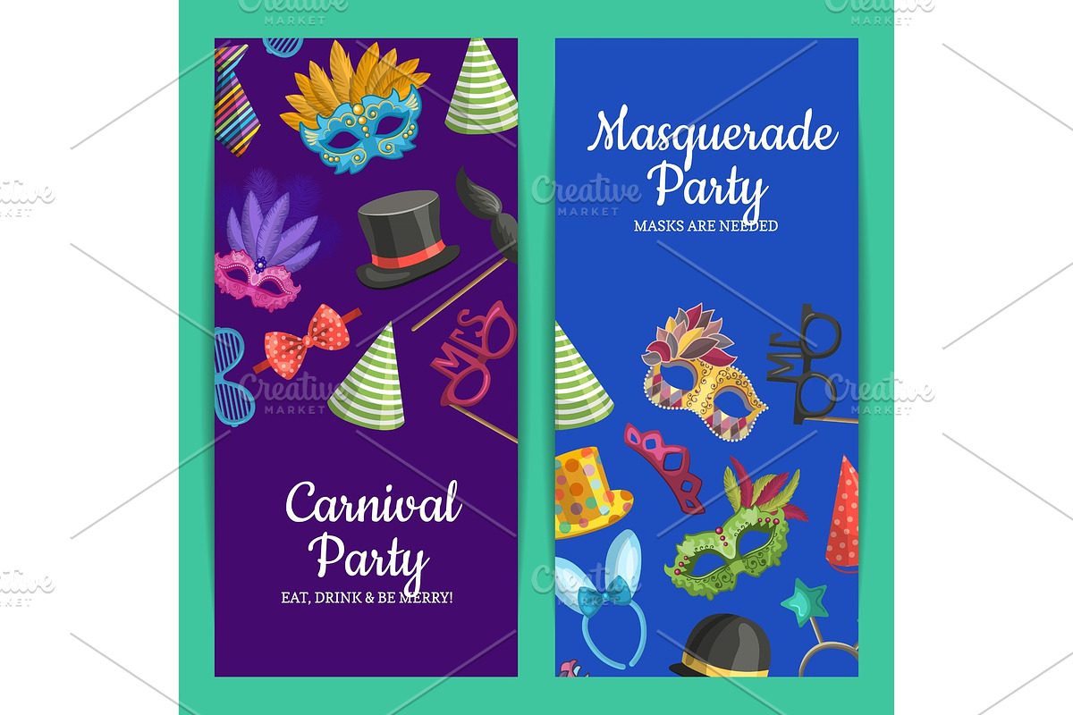 Vector card or flyer illustration with masks and party in Graphics - product preview 8