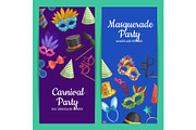Vector card or flyer illustration with masks and party