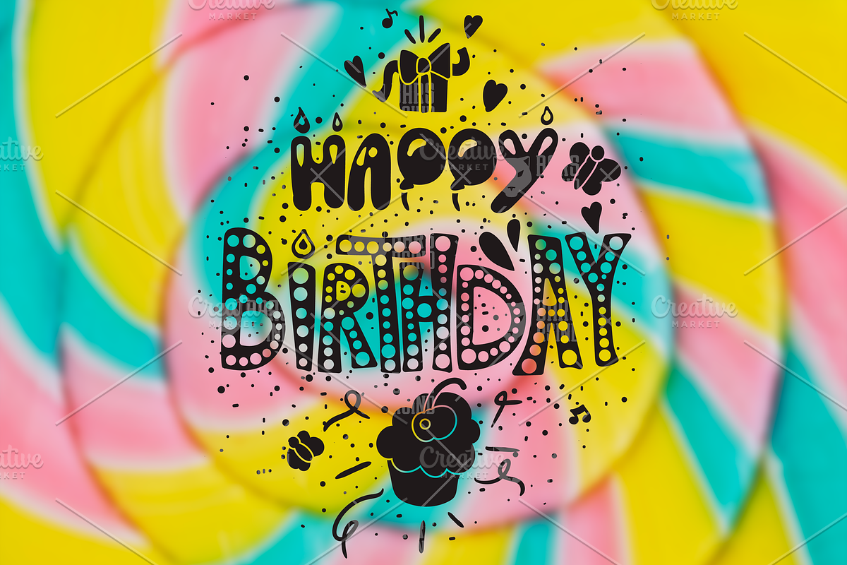 Vintage Happy Birthday Overlay in Illustrations - product preview 8