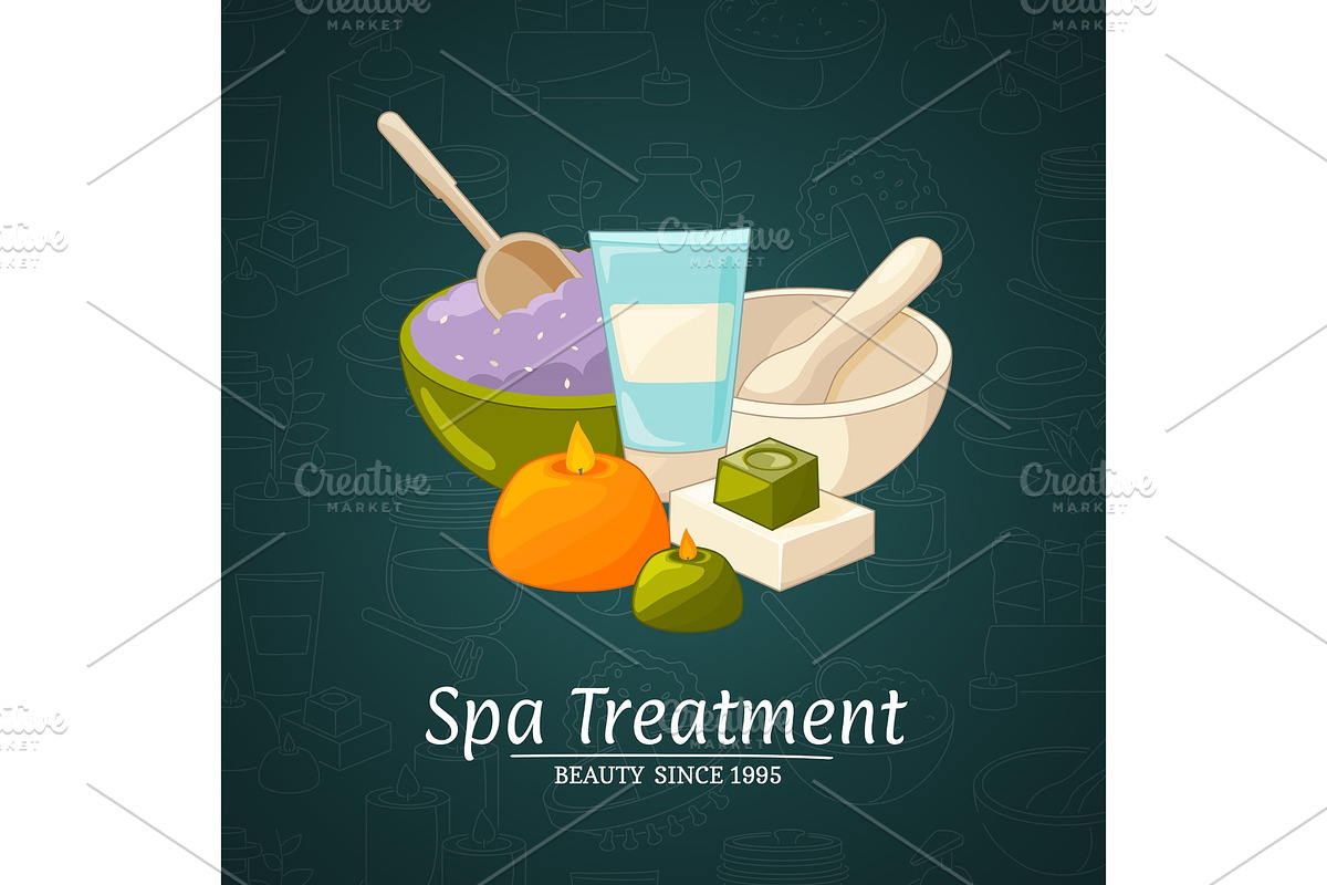 Vector illustration with cartoon beauty and spa elements in Graphics - product preview 8