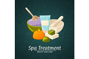Vector illustration with cartoon beauty and spa elements