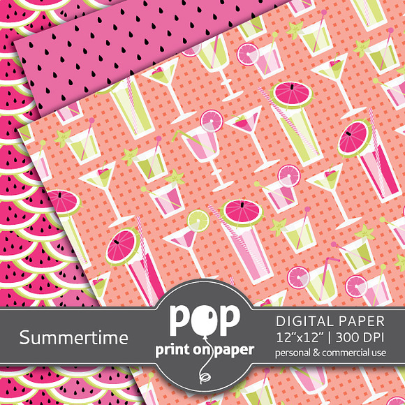 Summertime - 10 digital papers in Patterns - product preview 2