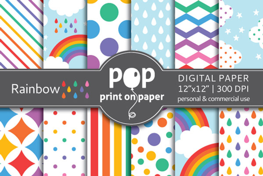 Rainbow - 12 digital papers