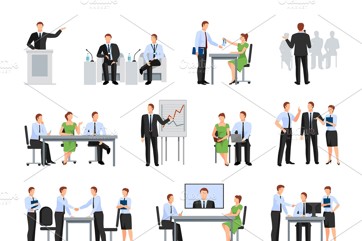 Business conference icons set in Graphics - product preview 8