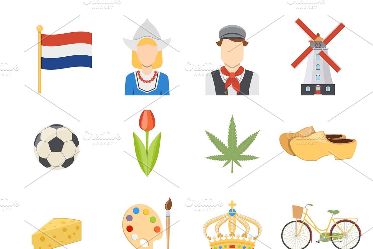 Colorful netherlands symbols in Graphics - product preview 8