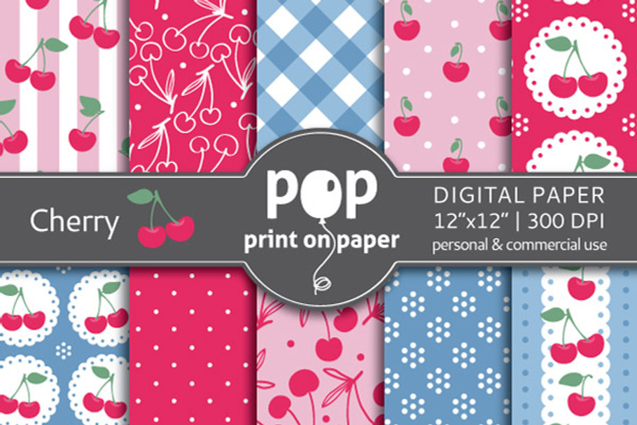 Cherry - 10 digital papers in Patterns - product preview 8
