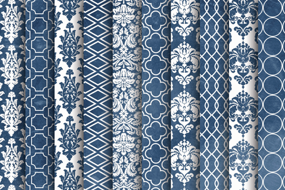 Blue Damask Digital Patterns in Patterns - product preview 8