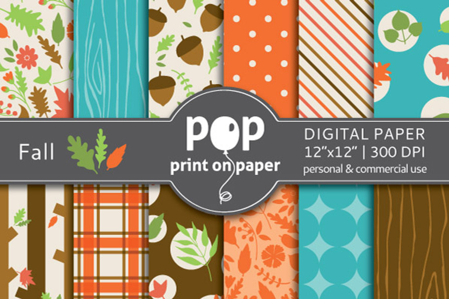 Fall - 12 digital papers in Patterns - product preview 8
