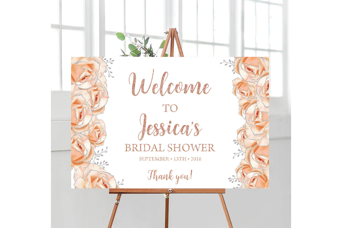 Bridal Shower Rose Gold and Silver in Stationery Templates - product preview 8