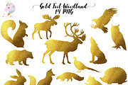 Gold Foil Woodland Animals Clipart