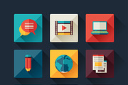 Set of blog icons in flat style.