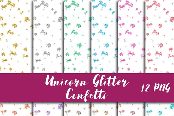 Glitter Unicorn Confetti Overlay 