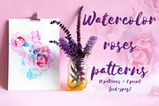 Watercolor roses patterns