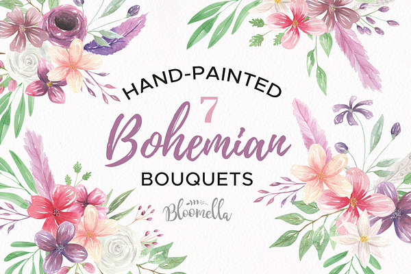 Bohemian Watercolour Floral Set 