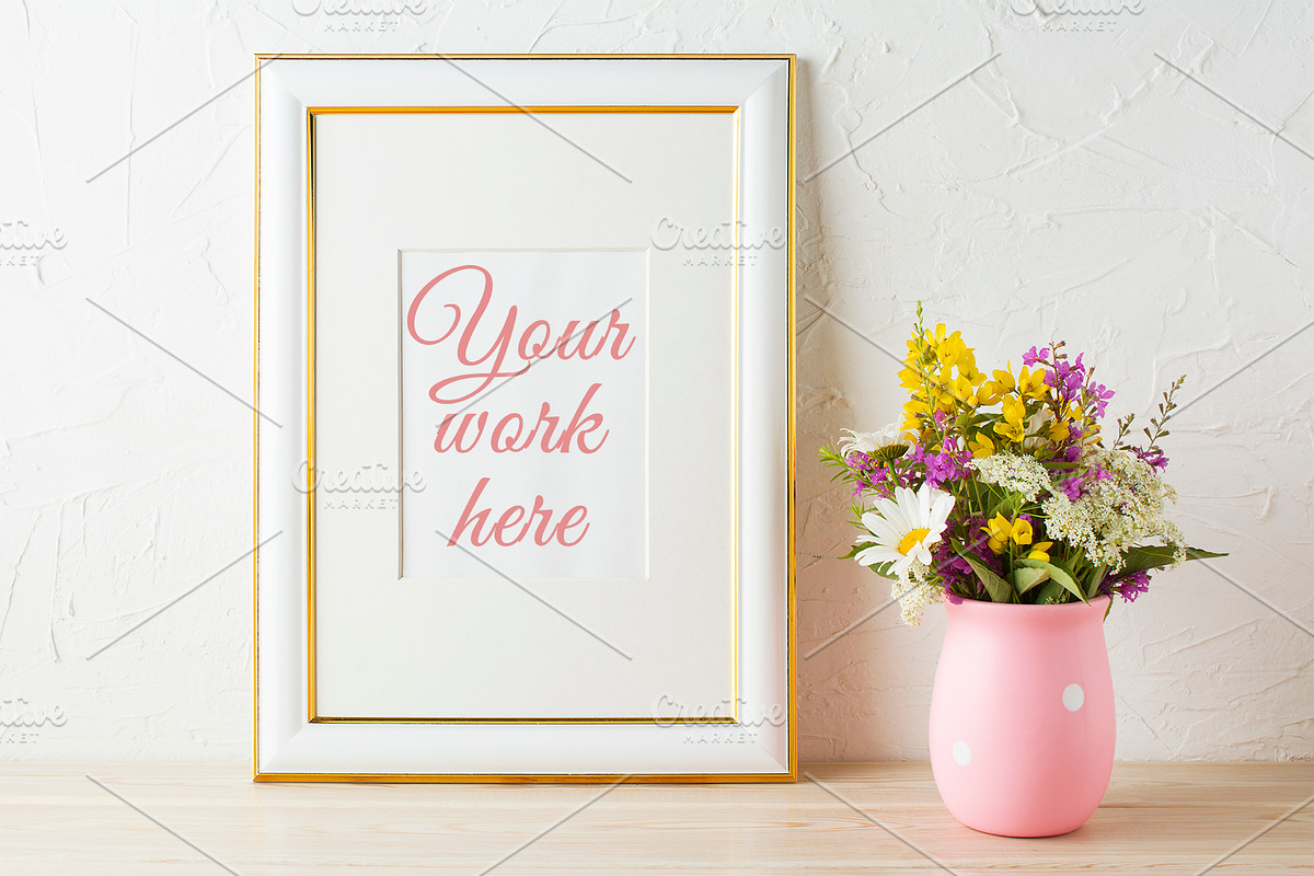 Gold decorated frame mockup in Print Mockups - product preview 8
