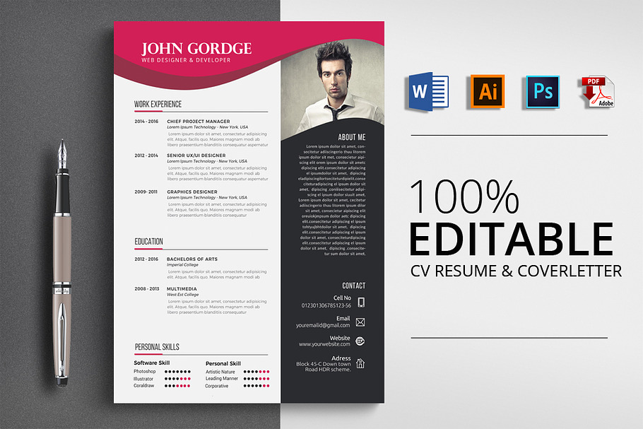 Creative Word CV Resume in Resume Templates - product preview 8