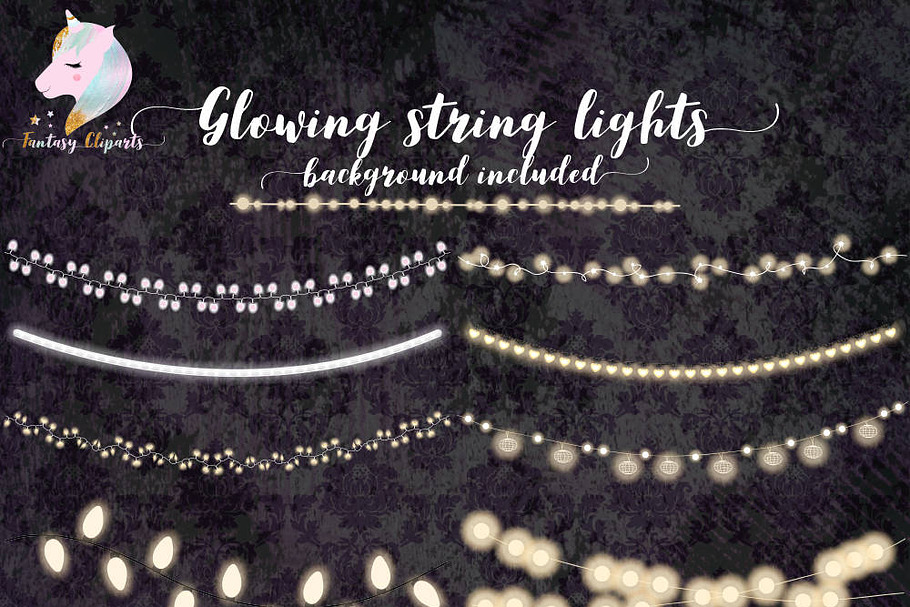 Glowing String Of Lights Clipart in Objects - product preview 8
