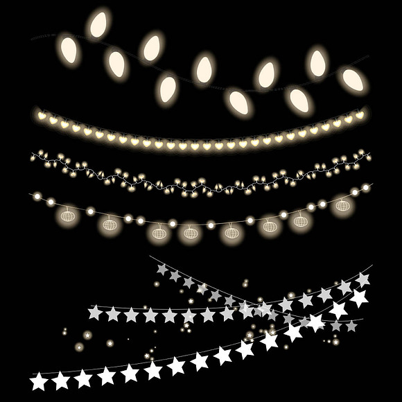 Glowing String Of Lights Clipart in Objects - product preview 3