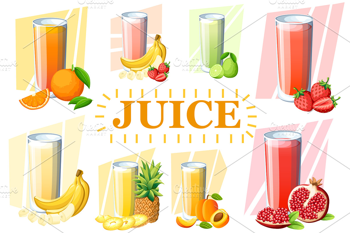 Set of juices and smoothies in Objects - product preview 8