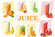 Set of juices and smoothies