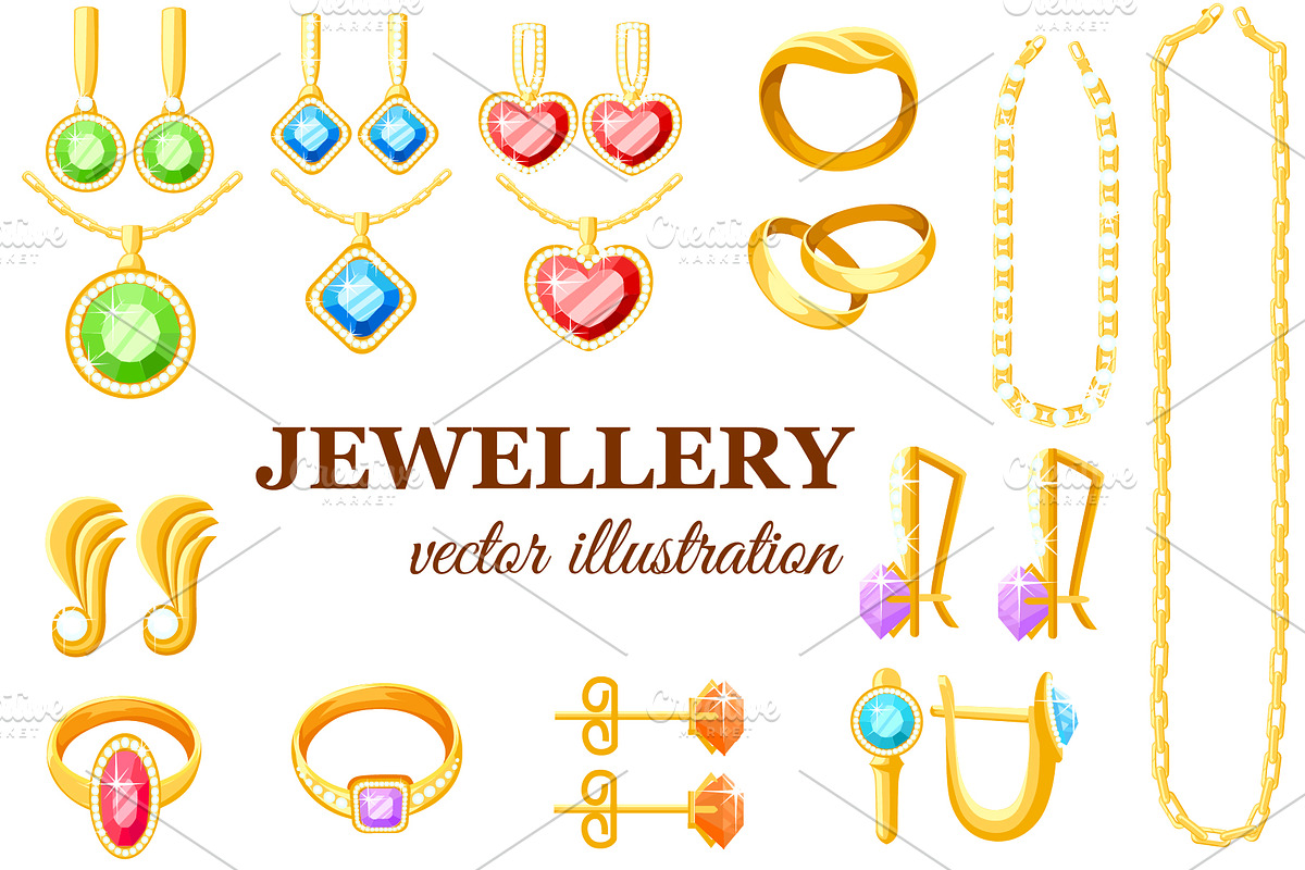Set of golden jewelry in Objects - product preview 8