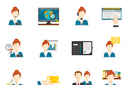 Personal assistant flat icons set