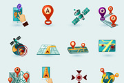 Navigation cartoon icons set