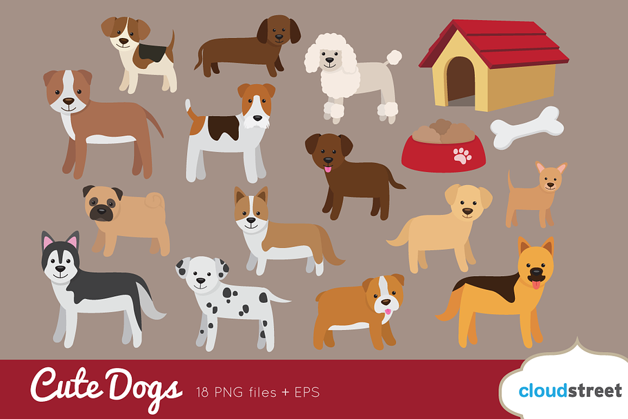 Cute Dogs Clip Art in Illustrations - product preview 8