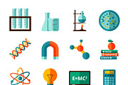 Science icons flat set