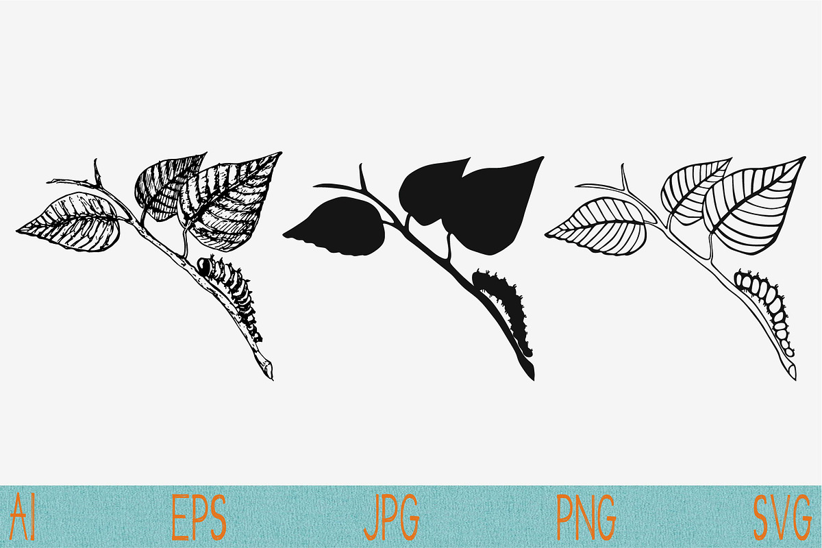 caterpillar on branch svg vector png in Objects - product preview 8