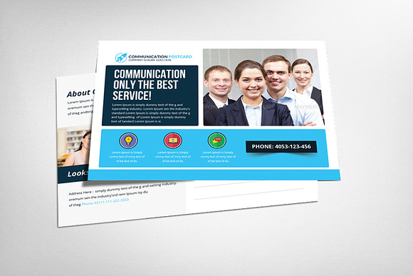 5 Communication Company Postcards in Postcard Templates - product preview 3