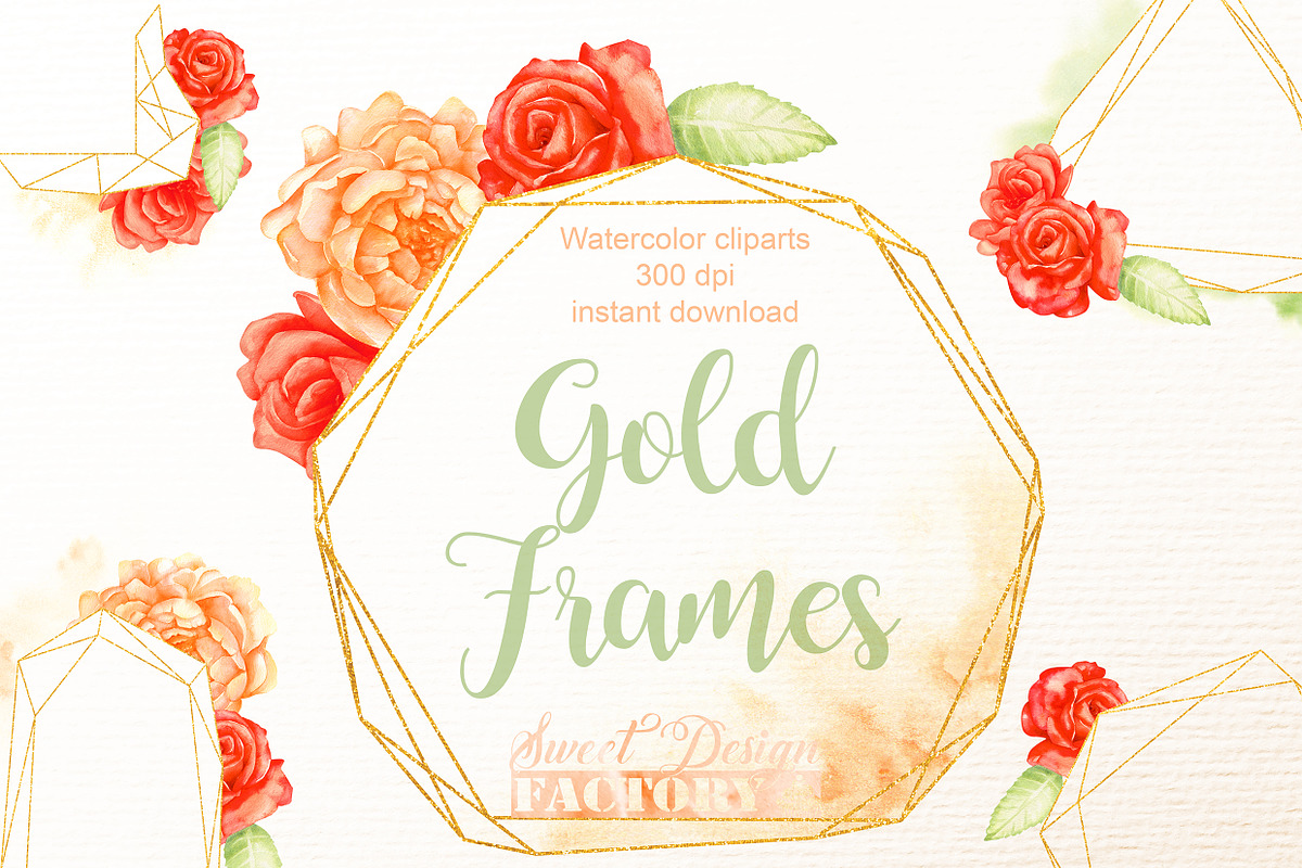 Graphic gold frames cliparts in Illustrations - product preview 8
