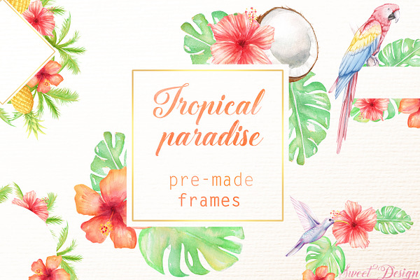 Tropical frames cliparts