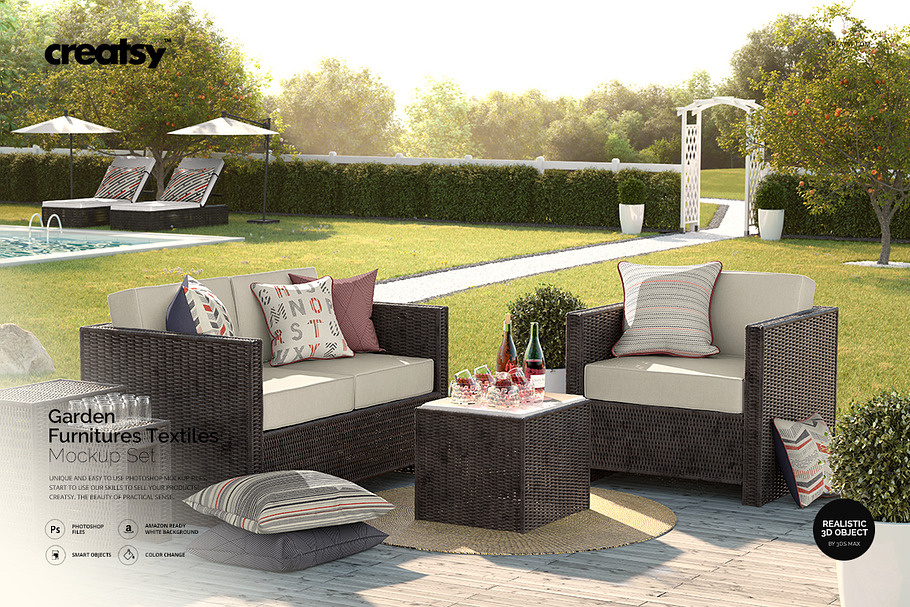Garden Furnitures Textiles Mockup in Product Mockups - product preview 8