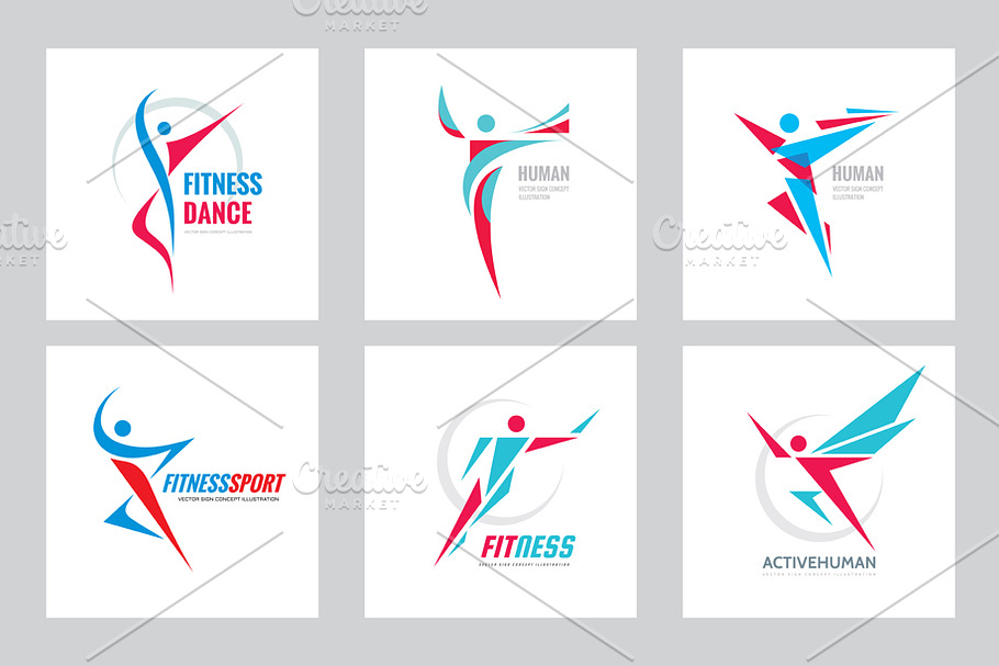 Human Fitness Sport Vector Logo