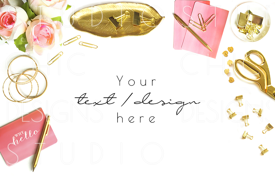 Pink & Gold Styled Desktop Image
